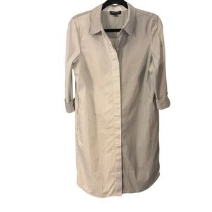 Lafayette 148 Women’s Shirt Dress Sage Green / Ivory Stripes Sz M